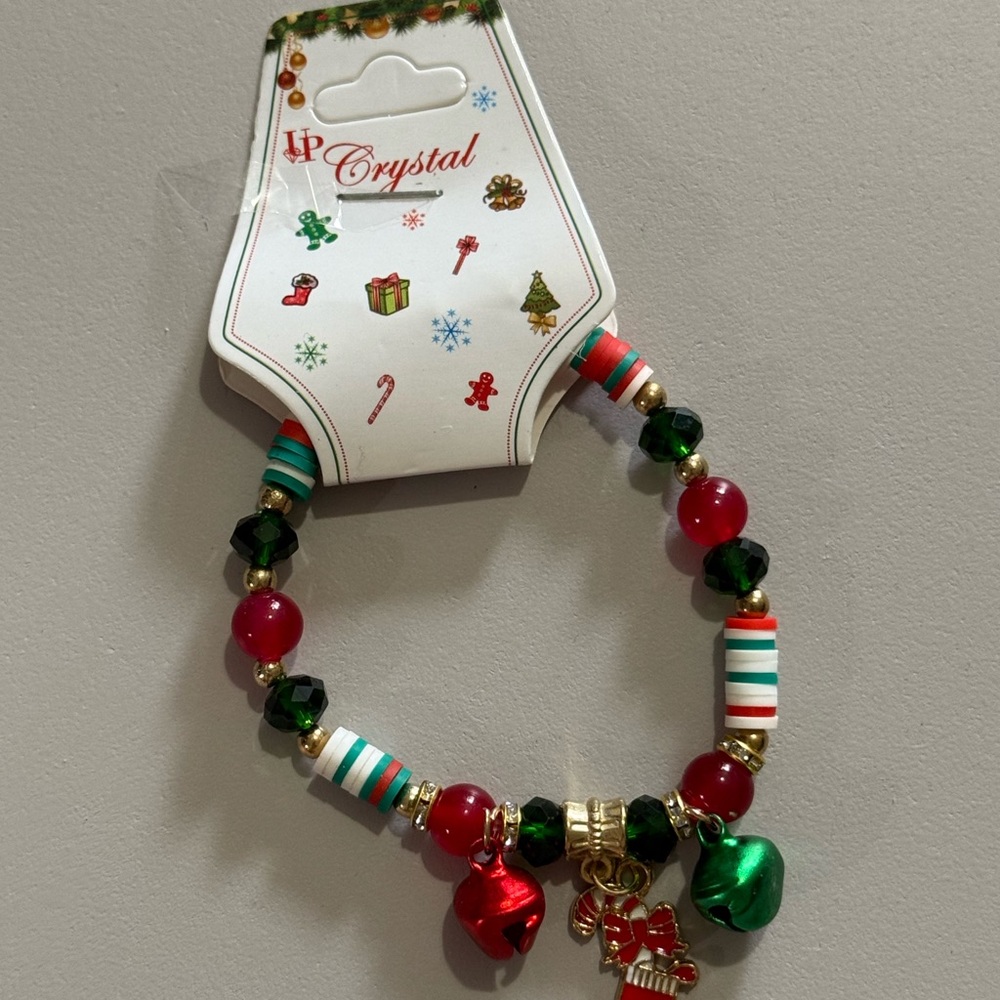 New Festive Holiday Bracelet with Red and Green Beads